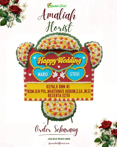 Karangan Papan Bunga Pernikahan di Ngawis